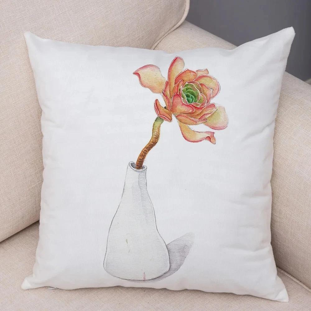Watercolor Succulents Decorative Pillowcase Car Ornaments Office Living Room Sofa Home Pillowcase
