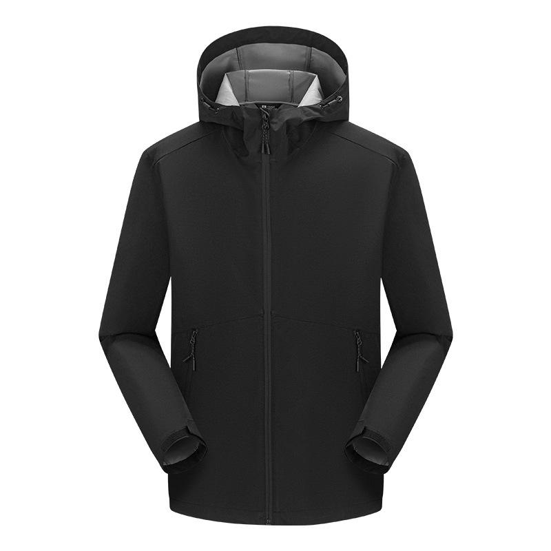 

Легкая однослойная мужская куртка, ветровка для путешествий на открытом воздухе женская Т водонепроницаемая пленка одинарная пробивка для пары дышащая M чёрный