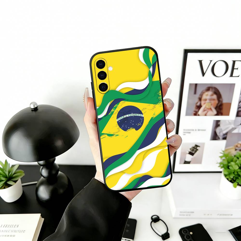 

B-Brazil B-Brazilian Flag Phone Case For Samsung Galaxy A73,A72,A71,A70,A53,A52,A51,Soft Silicone Black Cover Samsung a72
