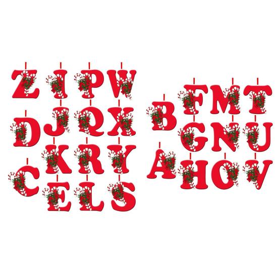 Christmas Acrylic Letter Hanging Decoration Car Rearview Mirror Xmas Tree A to Z Alphabet