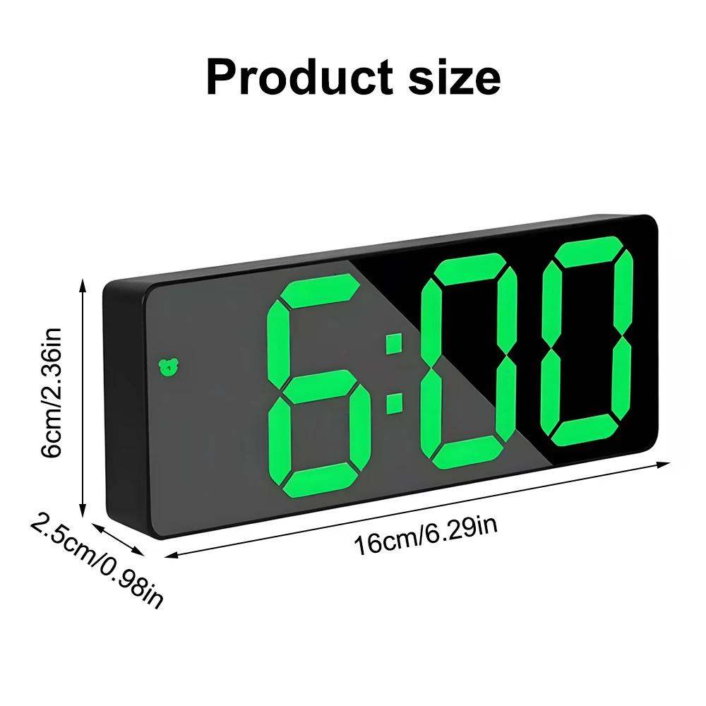 LED Digital Alarm Clock Automatic Light Temperature Calendar Snooze Alarm Clock 3 Gear Brightness Adjustment Alarm Clock