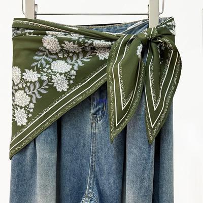 Retro Seidenschal: Damenmode Dreiecksgürtel, Taillen- & Halsaccessoire, Kopftuch, Lagenlook