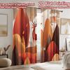 2D flat printing 2pcs Window Curtains Autumn Deer Forest Landscape Digital Printed Polyester Drapes Festive Curtains Perfect for