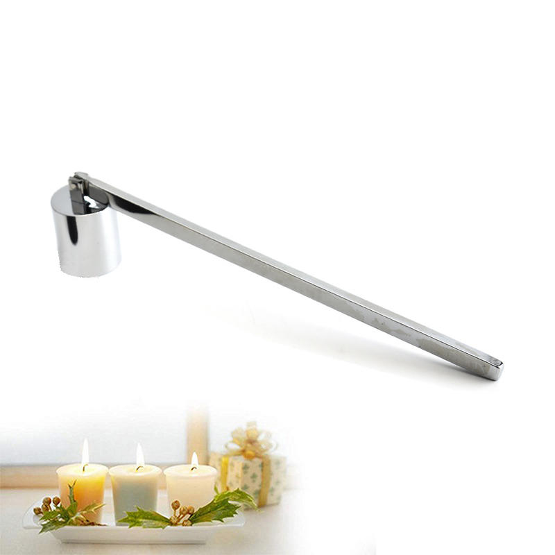 Candle Flame Snuffer Stainless Steel with Long Handle Candle Extinguisher Durable Bell Shape Cover Anti-Slip Candle Stopper Wick Snuffer for Safety