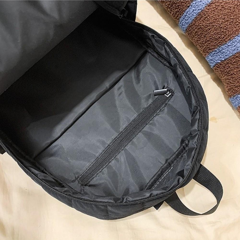 Unisex Quilted Travel Backpack Nylon Solid Color Laptop Backpack Large Capacity Multi-pocket Student Schoolbag