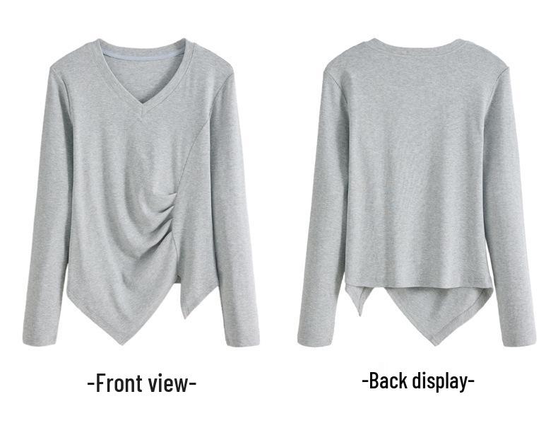 Yuwei 25. Rocznica Jesień Wyszczuplający Długi Rękaw Nieregularna Talia Damski Top