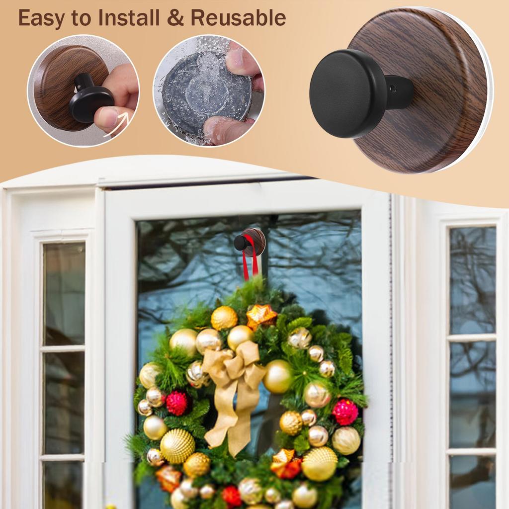 2/4 Pack Wreath Hanger For Front Door, Heavy Duty Suction Cup Hook For Glass Window/Over Door/Outdoor, Christmas/Thanksgiving/Halloween/Easter/Valent