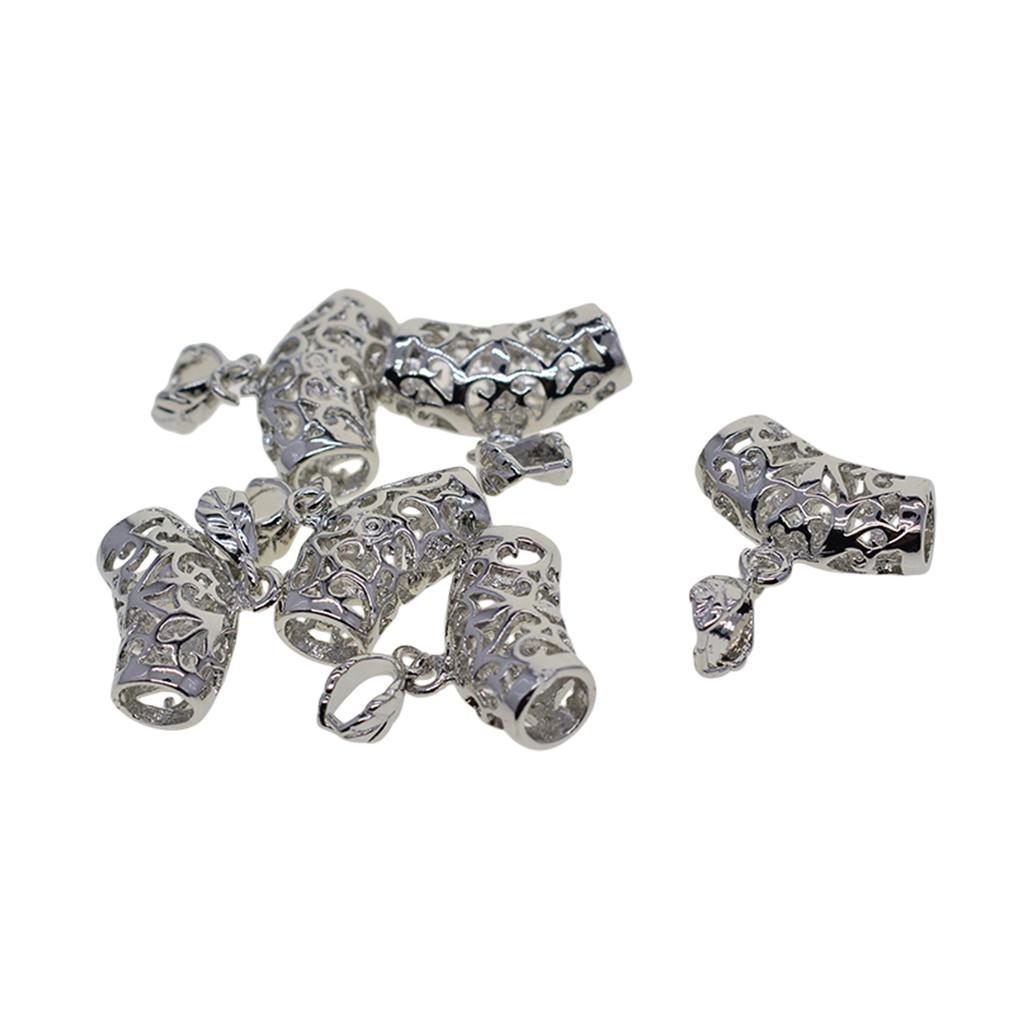 6pcs Leaf Pinch Bails Platinum Plated Chain Holder DIY Jewelry Findings