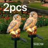 Pack of 2, solar owl resin lawn light, parrot resin light, garden fun decoration light, suitable for garden, flower bed, courtyard, lawn