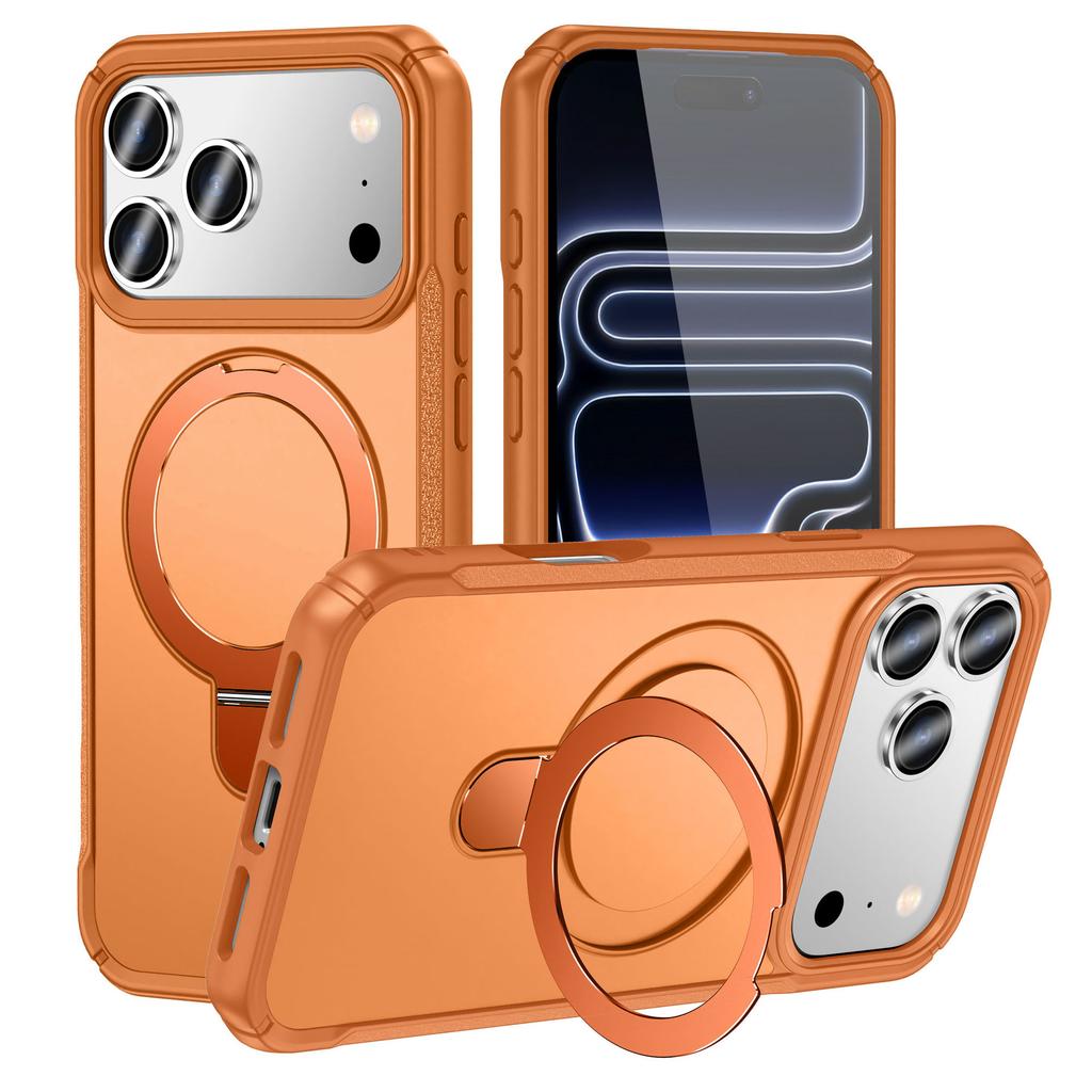 Applicable to iphone17PROMAX mobile phone case metal magnetic suction bracket four corners anti-drop high-end PC protective case