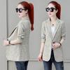Herbst Damen Karoblazer und Jacken Arbeit Büro Dame Anzug Slim Einreiher Business Damen Blazer Mantel Damen Freizeitjacke