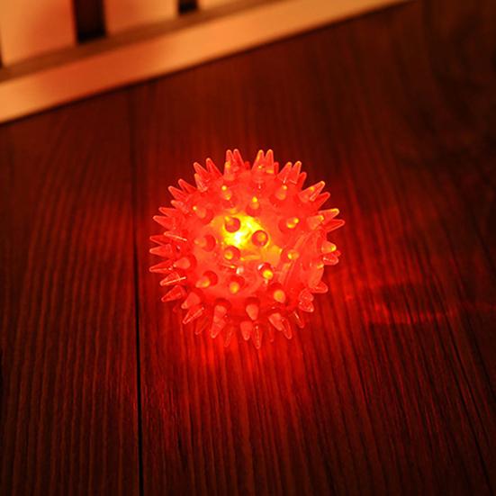 Bouncing Light-Up Ball Spiky Rubber Sensory Toy with Flashing Colors Cat Dog Chewing Toy Teeth Cleaning Thorn Balls