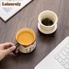 320ml Hand Painted Little Cat Rock Mineral Filter Tea Separator Cup Ancient Tea Mug With Infuser Tea Brewing Office Water Cup