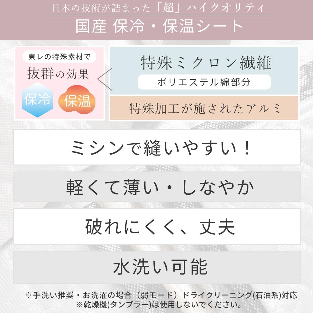 MYmama Insulated Machine Sewing 120cm Wide X 50cm Handmade Sheet, Washable, Safe, Cut, Aluminum, Fabric, Crafts, (Pale Blue)