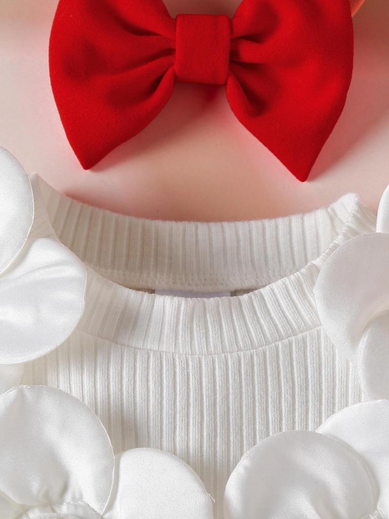 Girls' Long Sleeve Dress & Headband Set with 3D Flowers