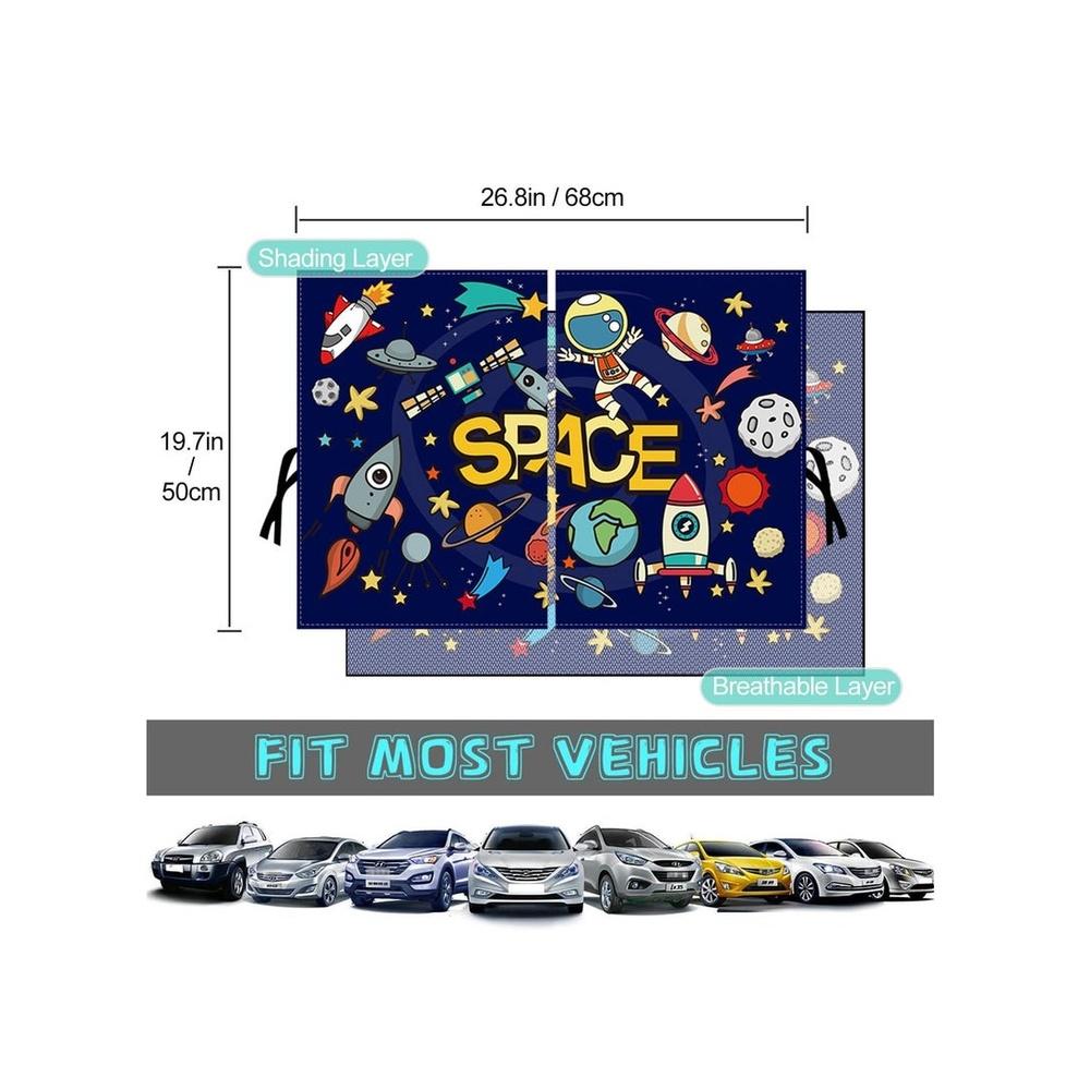 Car Window Shade for Baby Magnetic Double Layer Car Sun Shade for Side Windows Full Shade and Half Shade Options Cartoon Patterns Car Window Curtain
