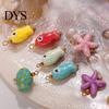 Versatile Jewelry Charm Handmade Ceramic Necklace Pendant, Star Fish Flower Charms with Golden Plated Pendant Findings, Ocean Theme for DIY