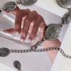 Lanț de talie cu centură de argint sculptat Lanț de corp din metal Accesorii de plajă vintage