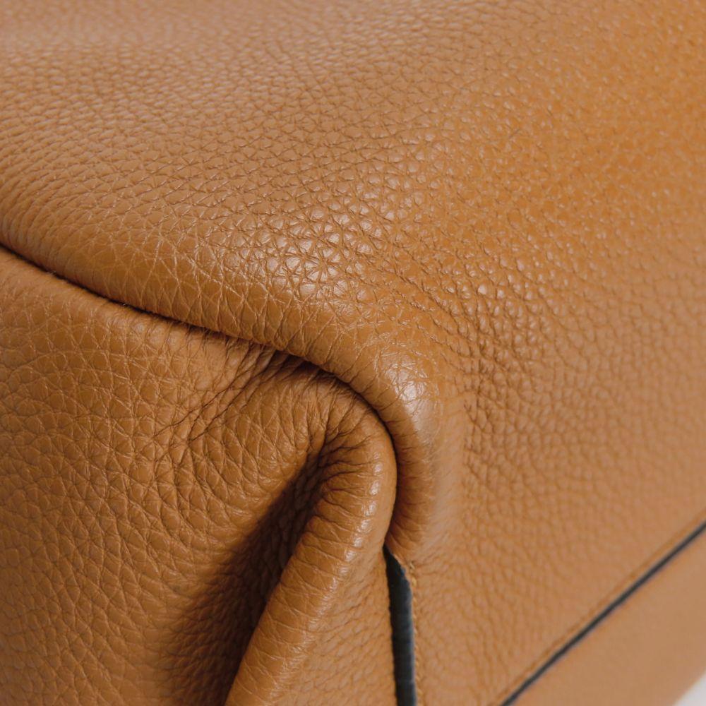 Used LOEWE Tote Bag Flamenco Knots Leather Camel Brown Anagram