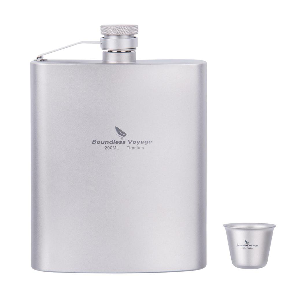 Boundless Voyage Titanium Hip Flask, Lightweight, Durable, Rust-Resistant, Portable Whiskey Flask for Travel, Stylish with Funnel, Alcohol Bottle,