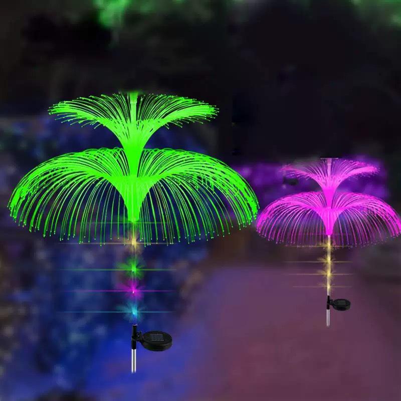 Color-Changing Solar Fiber Optic Jellyfish Lights for Outdoor Courtyard