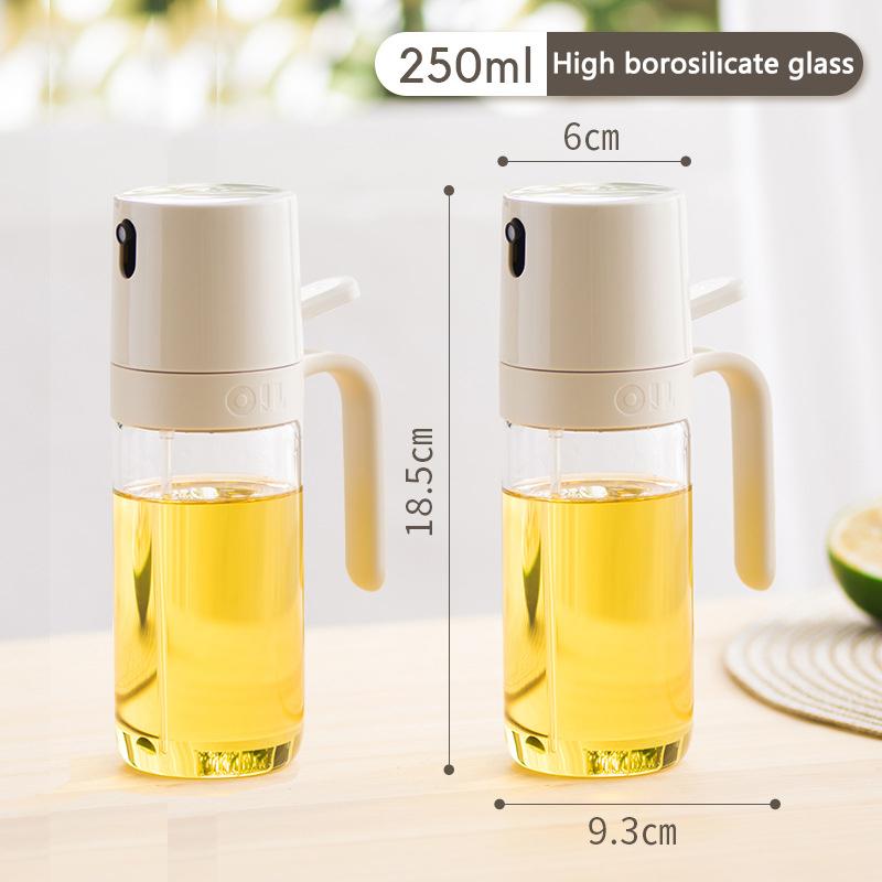 1/2Pcs Oil Spray Bottle, 250ml Olive Oil Bottle,High Borosilicate Glass Oil Sprayer Mister Oil Dispenser for Air Fryer Kitchen