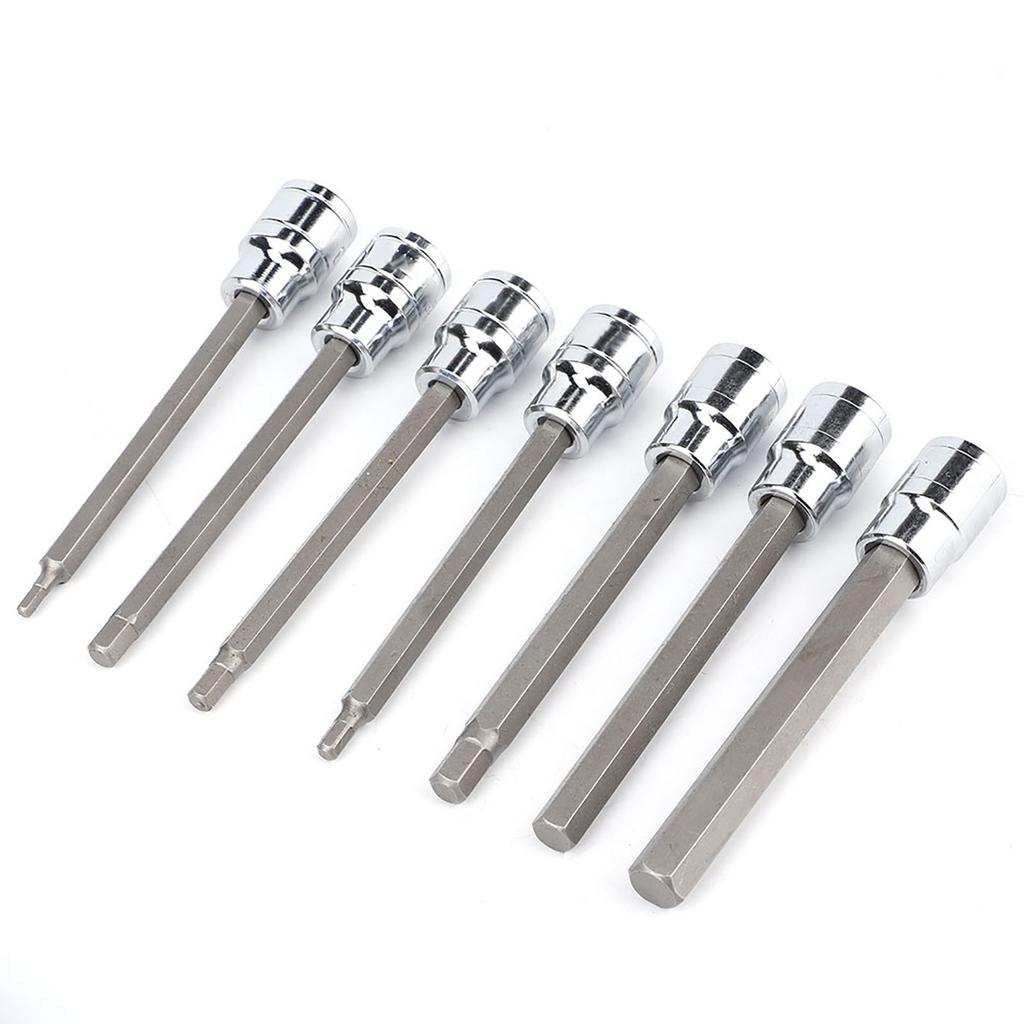 7Pcs Extra Long Hex Bit Socket Set 3 4 5 6 7 8 10 mm Drive Repair Tool Kit