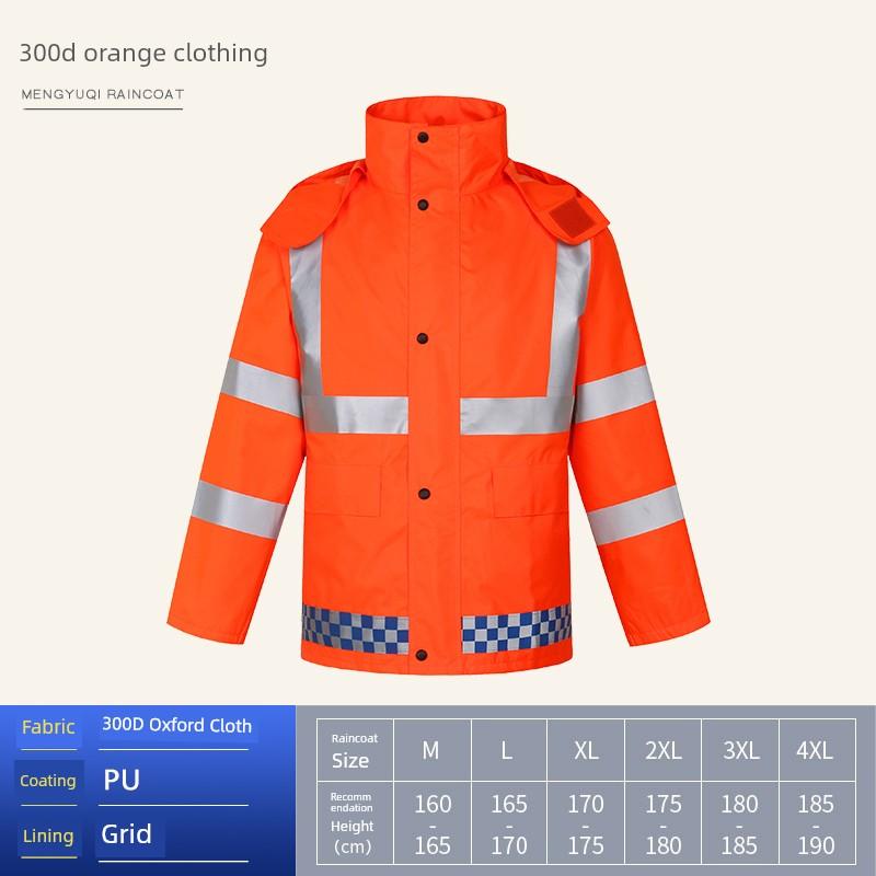 Sanitation Workwear Raincoat, High-Visibility Reflective, Two-Piece, Unisex Outdoor Work Waterproof Suit