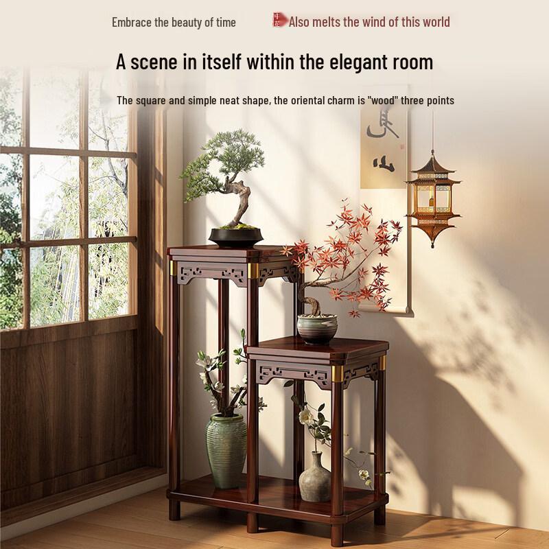 Chinese Style Bamboo Wood Floor Plant Stand