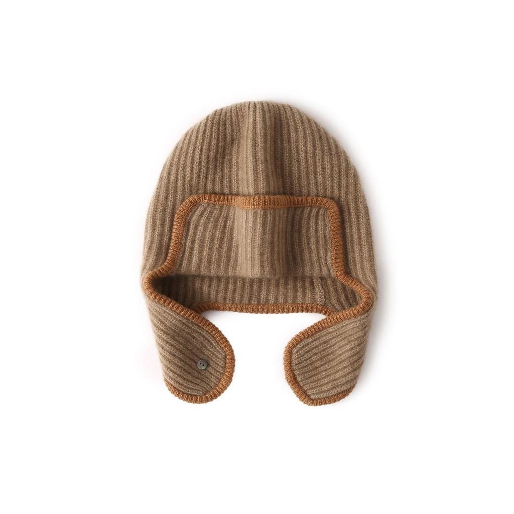 Autumn and Winter New Men's and Women's Color Matched Double Ear Headscarves Ear Protecting Caps Warm Flight Caps Knitted Caps