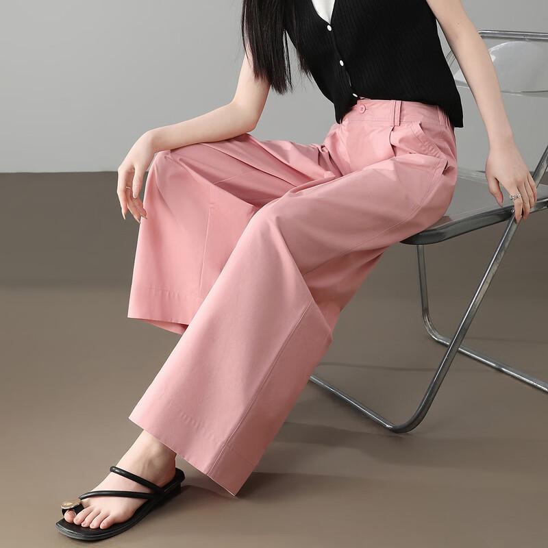 Demana Women's Soft Cotton Pleated Straight-Leg Cropped Pants