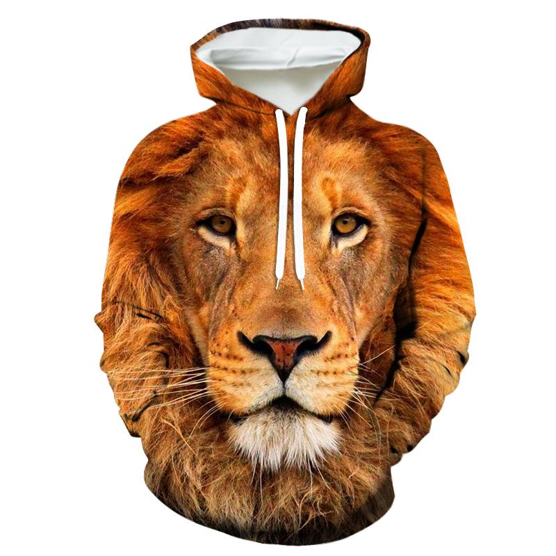 3D Sci-Fi Stil Tiger Löwe Hoodie: Trendige Europäische/Amerikanische Marke