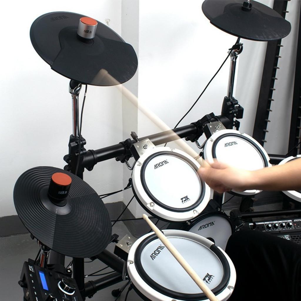 Mini Mute Drum Practice Kit with Suction Cup Stand and 180° Adjustable Suction Cup Mount for Drums (Silver)