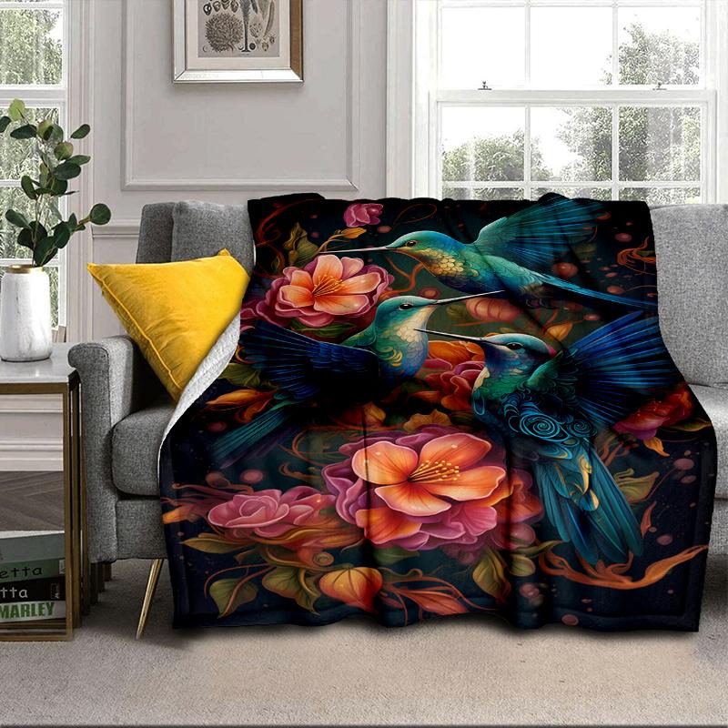 Hummingbird In Bloom Blanket Flannel Blanket Throw Blanket Sofa Cover Blanket Soft Premium Blanket Picnic Blanket Tv Blanket Gifts