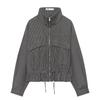 Womens Vintage Plaid Stand Collar Jacket Casual Fashion Short Outerwear