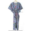 Indian Gray Long Floral Print Cotton Hippie Maxi Women Nightwear Caftan Dress CKFTN-SCRN-FULL-BUYIT-034