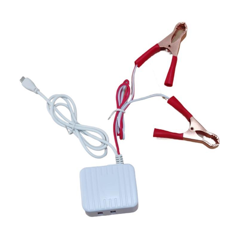 1Pcs Power Adapter With Battery Clip 12V 24V To 5V 3Usb Port For Charging Cell Phone Emergency Usb Power High Efficiency