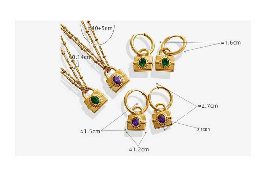 Korean Dongdaemun Retro Zircon Necklace & Non-fading Versatile Earrings Set