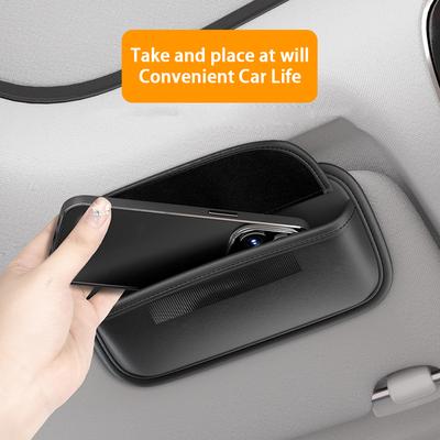 Car Glasses Box Eyeglass Case Universal Sun Visor Car Sunglass Case Protective Auto Eyeglasses Organizer Box Car Accessories