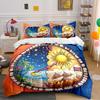 Sun and Moon Clock Design Bedding Duvet Cover Set Duvet Cover Pillowcases  (1*Duvet Cover 2*Pillowcases, Without Duvet Insert)