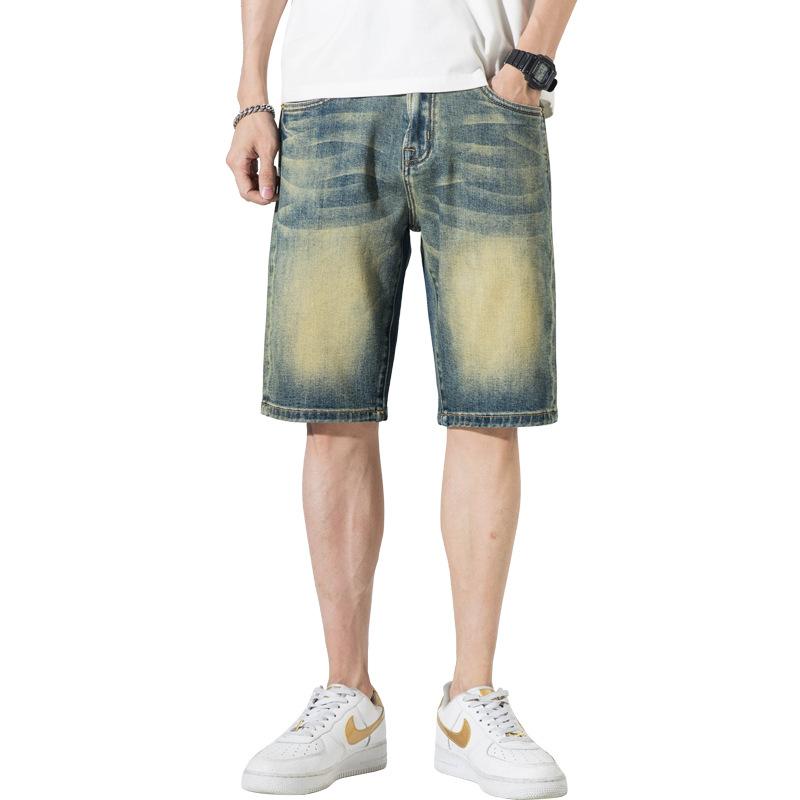 

Новые мужские джинсовые эластичные шорты летние тонкие в стиле Гонконга ретро универсальные брюки 40