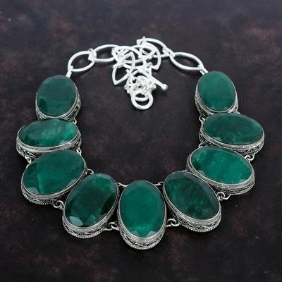 Faceted Zambian Emerald Necklace Gemstone Handmade Jewelry 925 Sterling Silver Necklace Adjustable Chain Necklace Vintage Necklace For Gifts