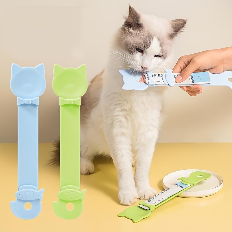 1pcs Long - Handle Cat Food Extruder - Easy Squeeze Wet Food Feeder, Durable Plastic Pet Treat Spoon, Cat Food Feeding Tool