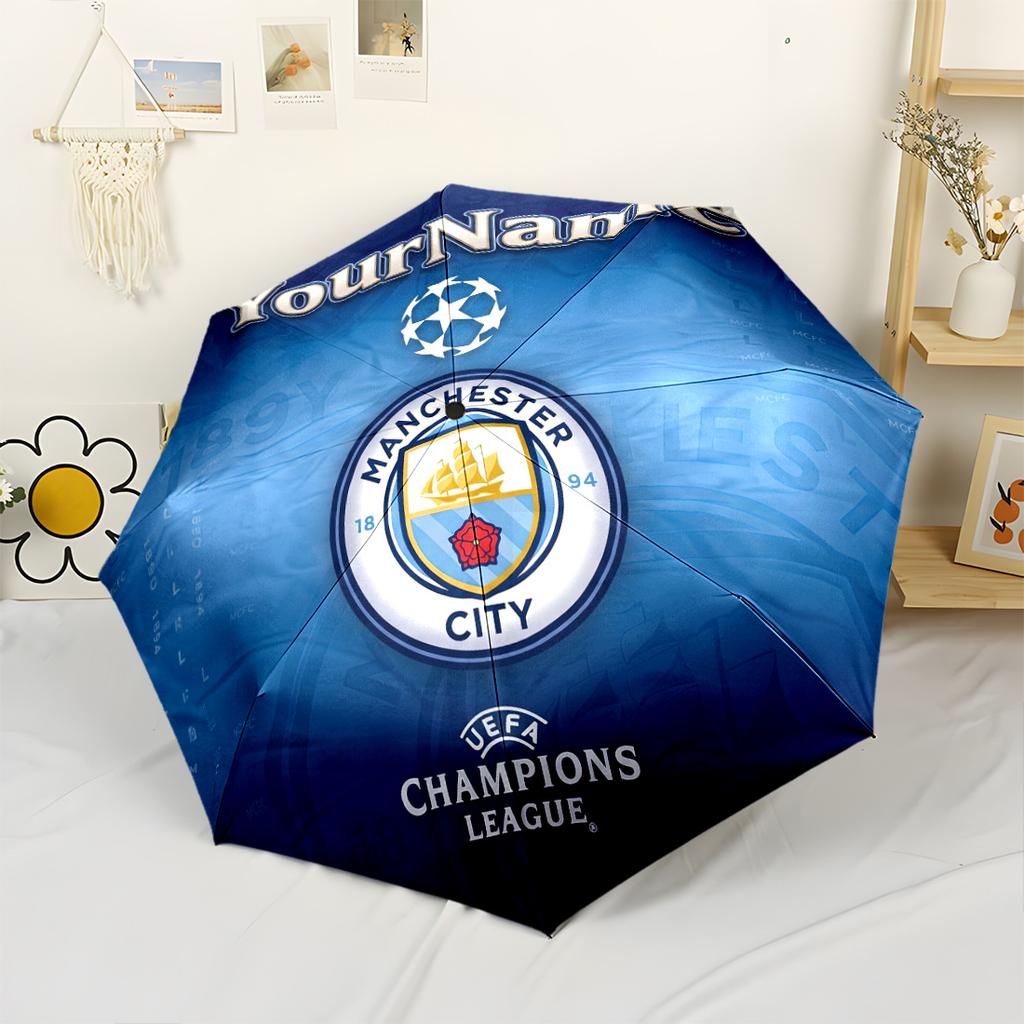 Manchester City Customizable Name Umbrella Outdoor Automatic Umbrella Compact 8-Rib Lightweight Lightweight for Outdoor Daily Use Fashion Lovers