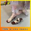 2025 new summer niche high-end French fairy style one-word slippers femininity high heels sandals outer wear women