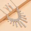 Women Chain Crystal Tassel Earrings Necklace Jewelry Set Wedding Banquet Party Holiday Gift