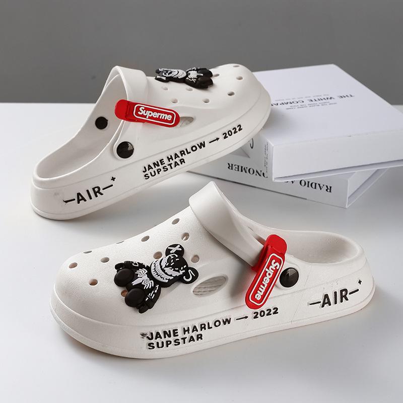 Hole Shoes Men's New Year Couple Platform Slippers Bag Head Sandals Non-slip Casual Soft-soled Beach Shoes Men
