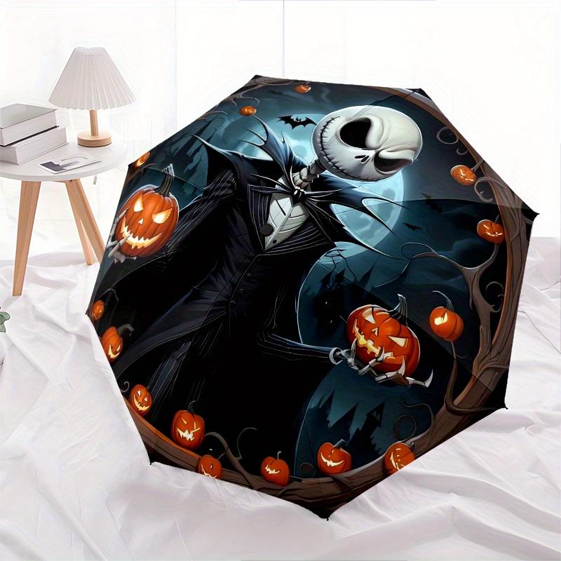 Jack Skellington,Halloween Automatic Opening and Closing Fashion umbrella - 8-rib Folding Design, Lightweight and Portable, Suitable for Dai