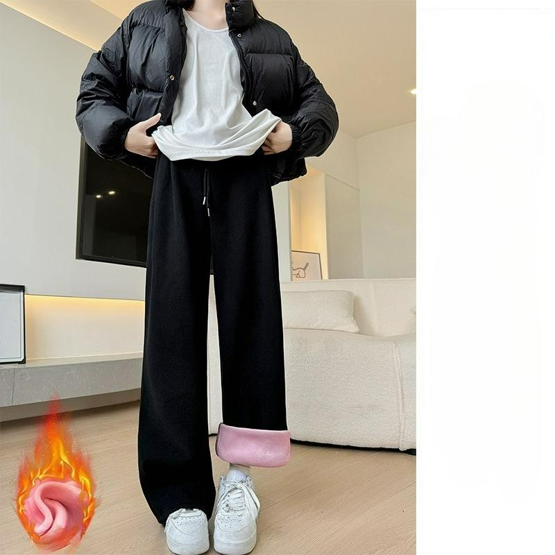 Спортивные брюки женские осенне-зимние плюс бархатные брюки свободные повседневные широкие брюки прямые ленивые женские брюки XXL
