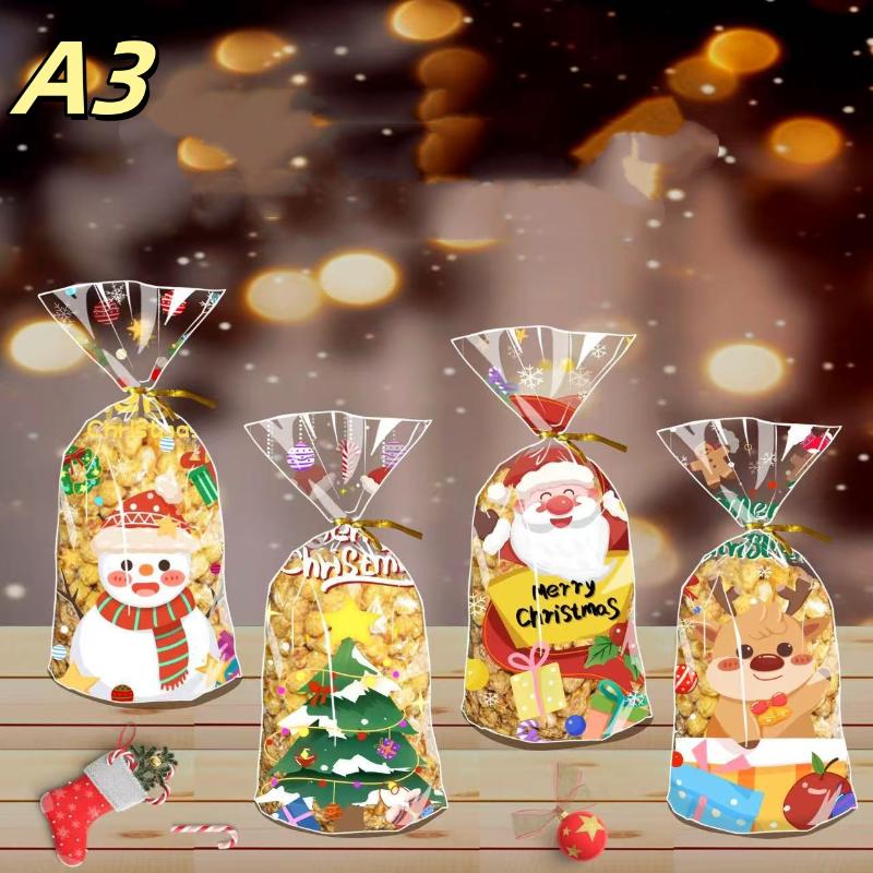 50 ks Vánoční sáčky na cukroví Vánoční dekorace Dárková taška Santa Claus Navidad Vánoční dárkové tašky Vánoční sáček na balení sušenek